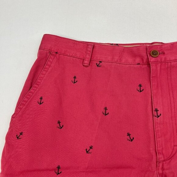 Izod Saltwater Men’s Anchor Print Khaki Shorts Coral/Black Size 42 Waist - Picture 2 of 11